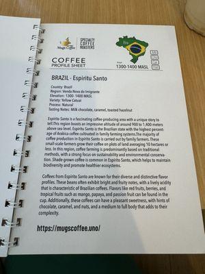 Coffee profile menu