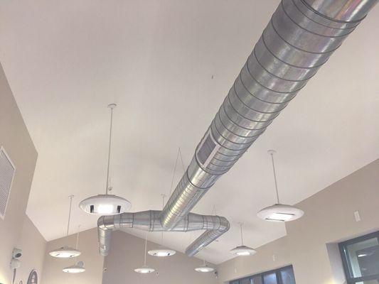 Circular ducts we had the pleasure of cleaning in Brooklyn coffee spot. Very sleek design!