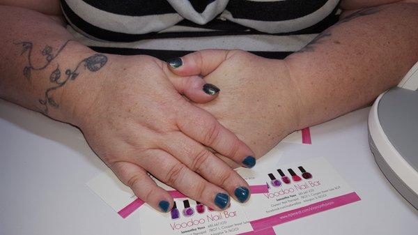 Another picture of the Shellac manicure in Blue Rapture