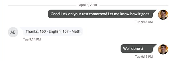 Aman's score increased 5 points on the math section from just two lessons!