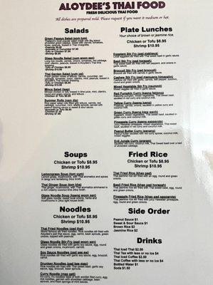 Full menu