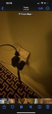 Overloaded fire hazard plug socket