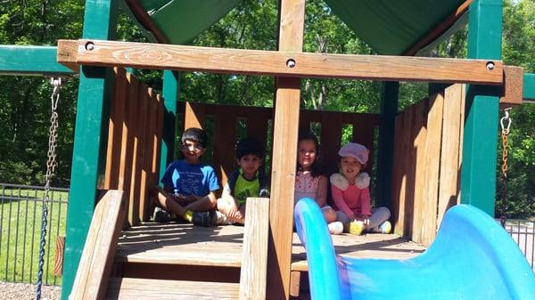 Staying in the shade during outside play.