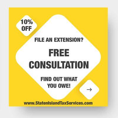 Need a business tax filing extension?  Call us today for a free consultation and find out what you owe!