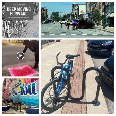 Columbia City Connect helped bring bike racks downtown. Bike racks continue to foster people-centered public space in our community.