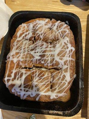 Cinnamon squares after I drizzled the warm frosting on top