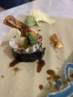 The very last bite of my chrome tempura roll lol