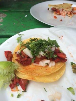 Best tacos de trompo in Houston... Tacos are only a dollar...tortas are $3... Awesome fresh food..in the Raceway parking lot....