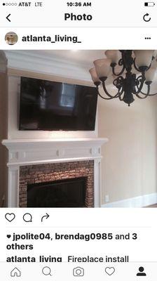 Fire place Install with brick overlay outlet behind tv