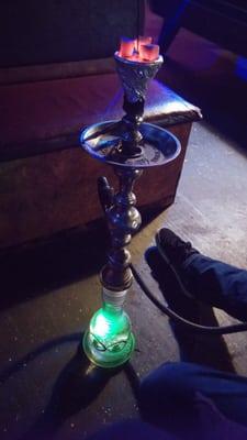 The hookah with a glowing led ice cube.