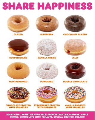 Express dozen available through DT. Please come inside for a customized variety or please call ahead. Thank you!