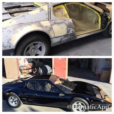 1984 Ferrari Boxer 512BBi. This is a before/after after a complete body and paint job