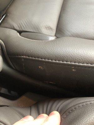 Dirt left in between seats