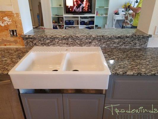 Client remodeling kitchen. Granite Countertops provided by Tradewinds Custom Designs. Project located in Navasota, TX