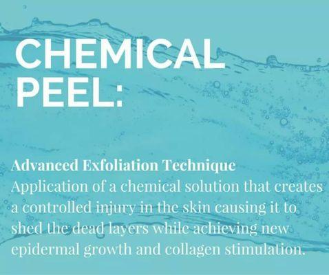 Chemical peels help get rid of lines, wrinkles, acne, acne scars, uneven skin tone/texture and hyperpigmentation (sun damage).