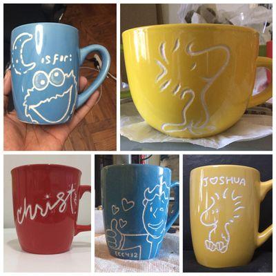 Customized  Hand sketch Engraved Ceramic Cups