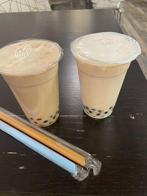 Small lavender milk tea and almond milk tea