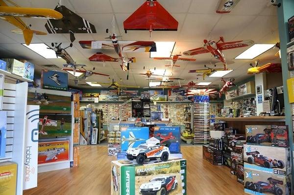 The inside at Hobby Express. Specializing in surface and air radio controlled.