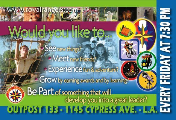 Royal Rangers - Fridays at 7:30 - for Kinder to 12th Grade - Boys program