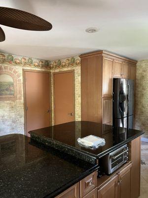 Old Kitchen (wall paper, brown doors, brown trim)