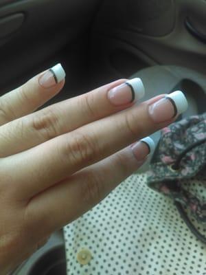 French tip with a black strip  $43.00