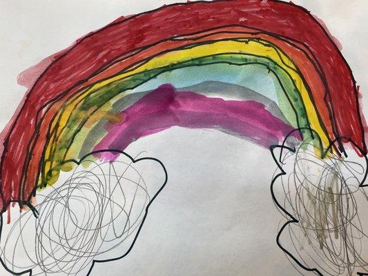 Rainbows are a favorite for children to draw.