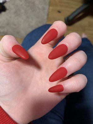 Red matte gel nails