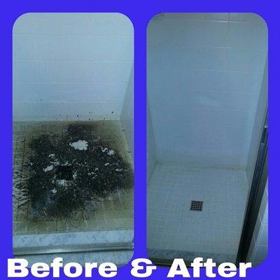 Before and After Shower Stall Cleaning