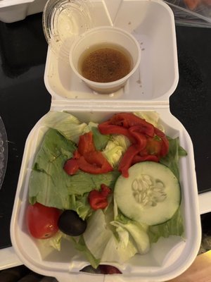 House salad. Owners give you whatever dressing they prefer and not what you ask for.