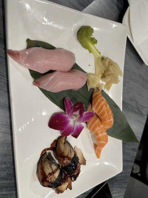 Hamachi Nigiri, Sake Nigiri , and unagi Nigiri