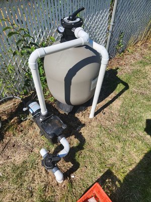 New pump and filter installed today.  Enjoy your pool.