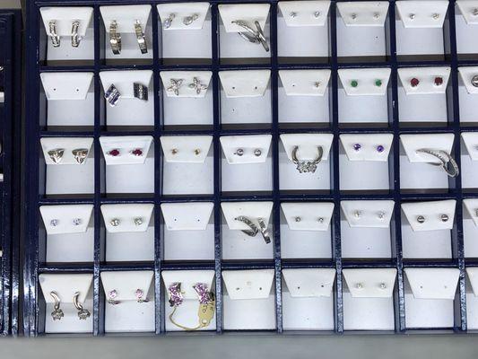 Just a sampling of the many earrings available at the all new K&M Jewelers.