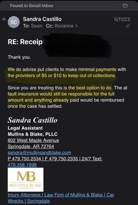 They told me in writing I'd be paid for every medical bill, which was a lie. I am now in debt.