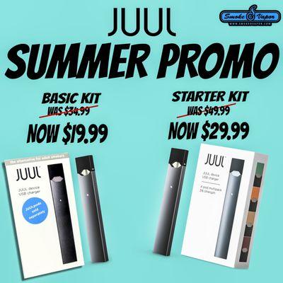 SmokeoVapor 3 mins ·  JUUL SUMMER PROMO!!! MAKE THE SWITCH & SAVE. Get a JUUL STARTER KIT for only $29.99 or a BASIC KIT for only $19.99.