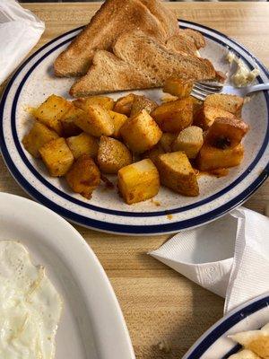 Home fries, very bland. Soft, tasted like a raw potato with no flavoring.