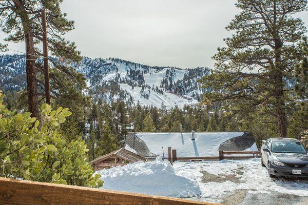 Enjoy the ski slope views while sitting in a hot tub