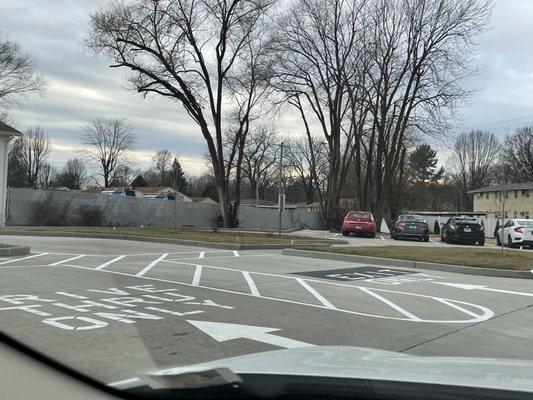 Drive thru/exit lanes close together