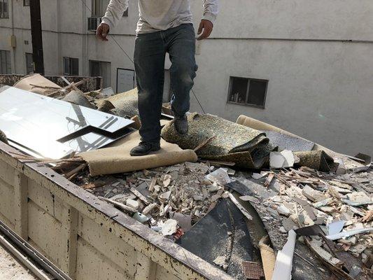 Hauling away debris from a remodeling job in Van Nuys.