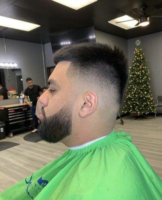 Mid drop fade and beard work