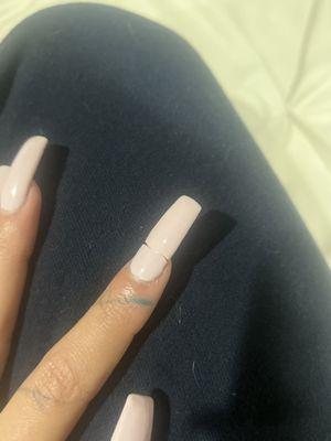 Got my nails done this Monday, and it already broke. Application was terrible. Same with the shape. Extremely disappointing.