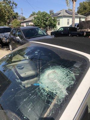 Broken windshield