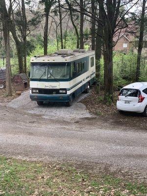 Our view of old motorhome with no one staying in it