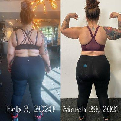 Weight loss goals yet never stepped on the scale! Sabella trains for performance, and strength and her transformation is a result of that!