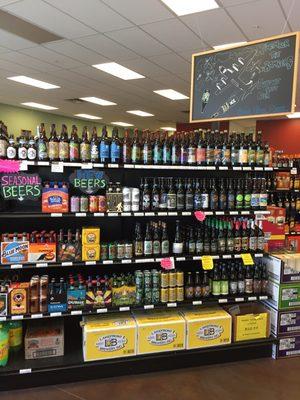 Bombers on warm shelf and selection in cooler.