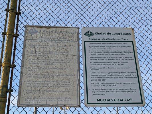 Tennis court rules. They really should replace the sign on the left