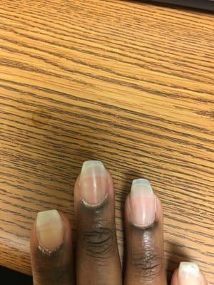 So this is more pics of the nails 2 days after I got them done. Do you see how far back the glue for the tips is coming undone.