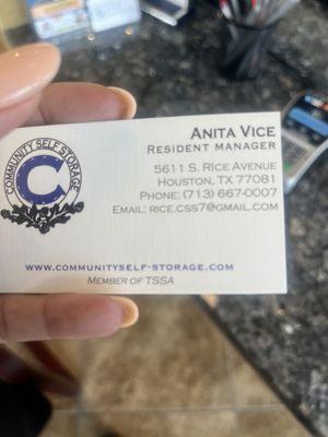 Anita Vice is the manager who stole my phone from the truck and held it for ransom