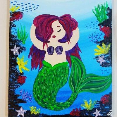 Mermaid made at lavender rose paint nights