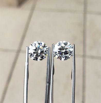 Matching pair of 2ct each diamonds