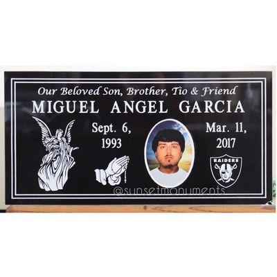 24 x 12 x 3 Headstone in our Jet Black Granite. Any questions? Give us a call!